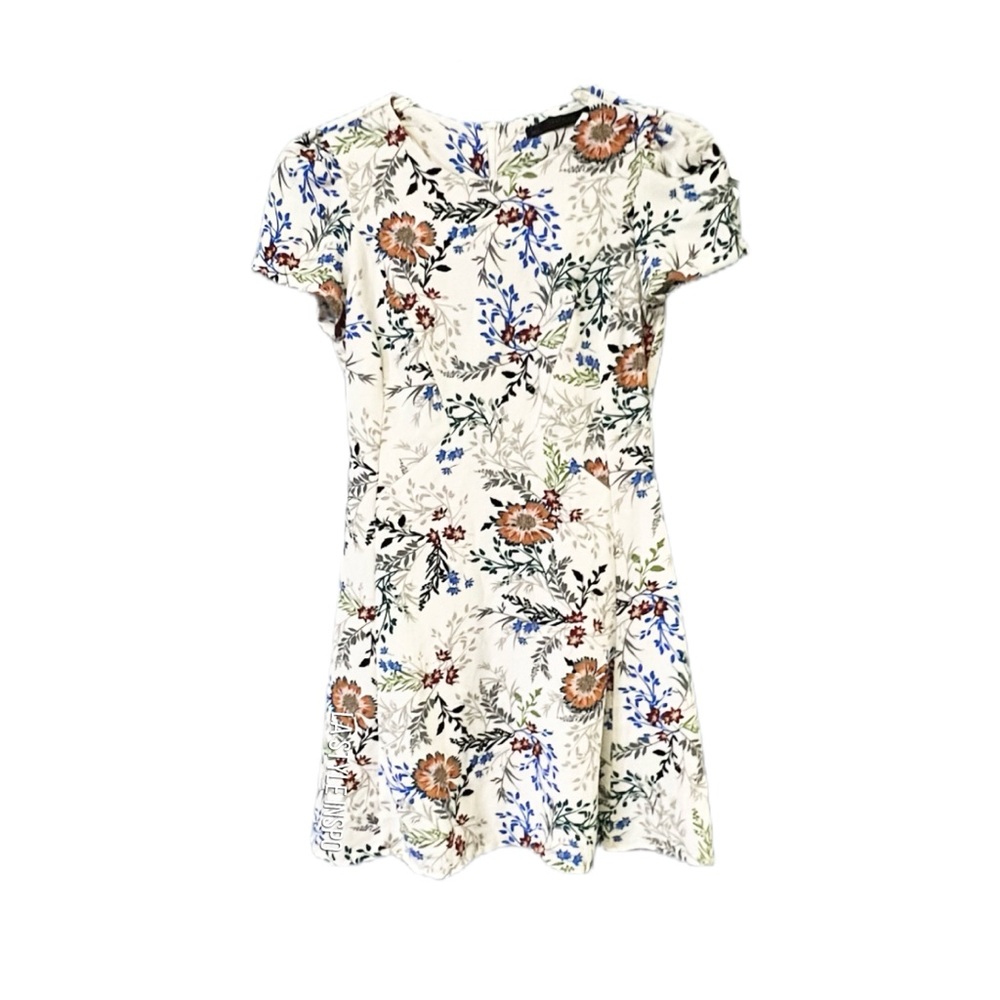Zara Trafaluc Floral Short Sleeve Dress White Size XS